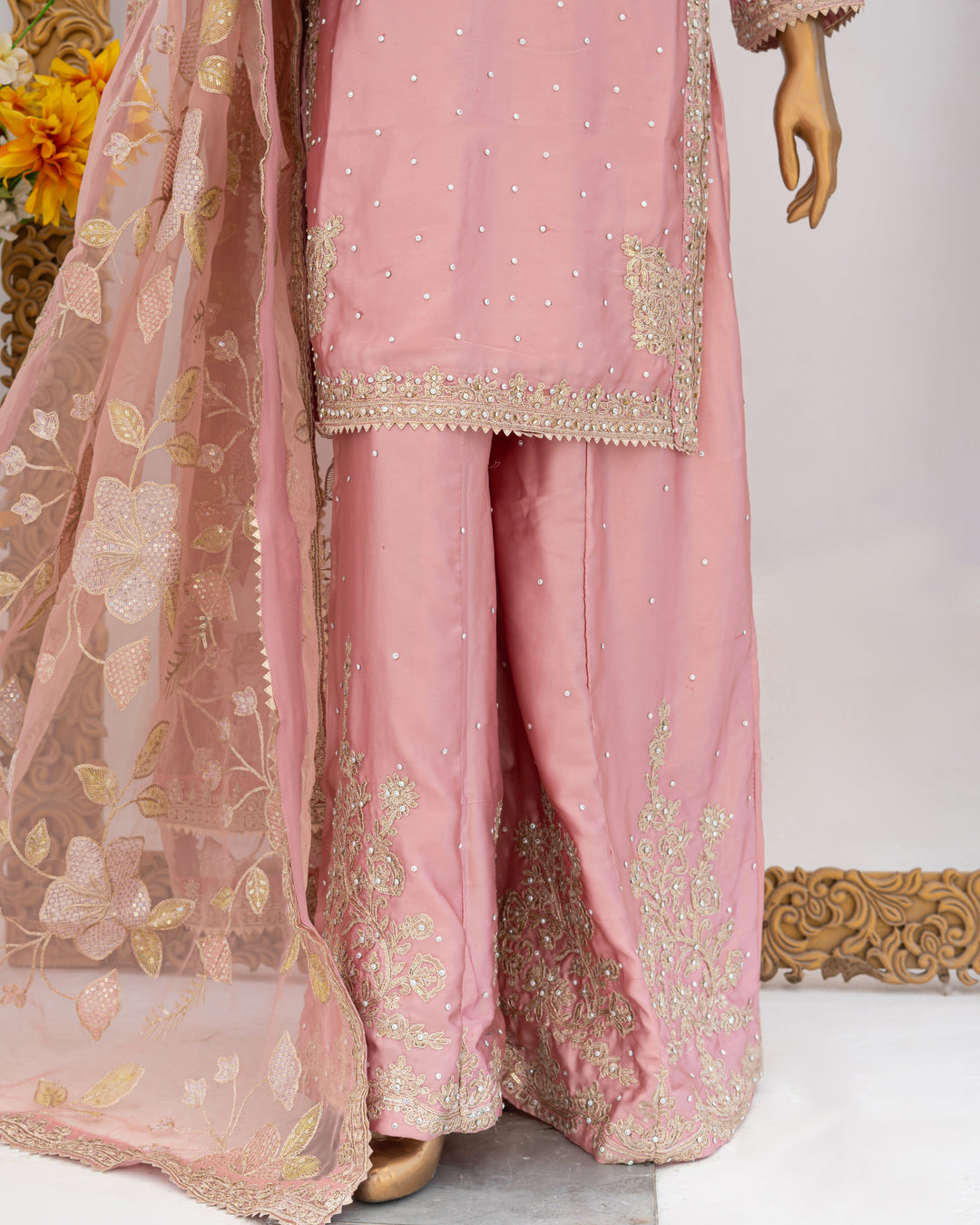 Andaaz by Saira Sultana Women RTW Embroidered Silk 3 Piece Suit Haya Tea Pink - Festive Collection