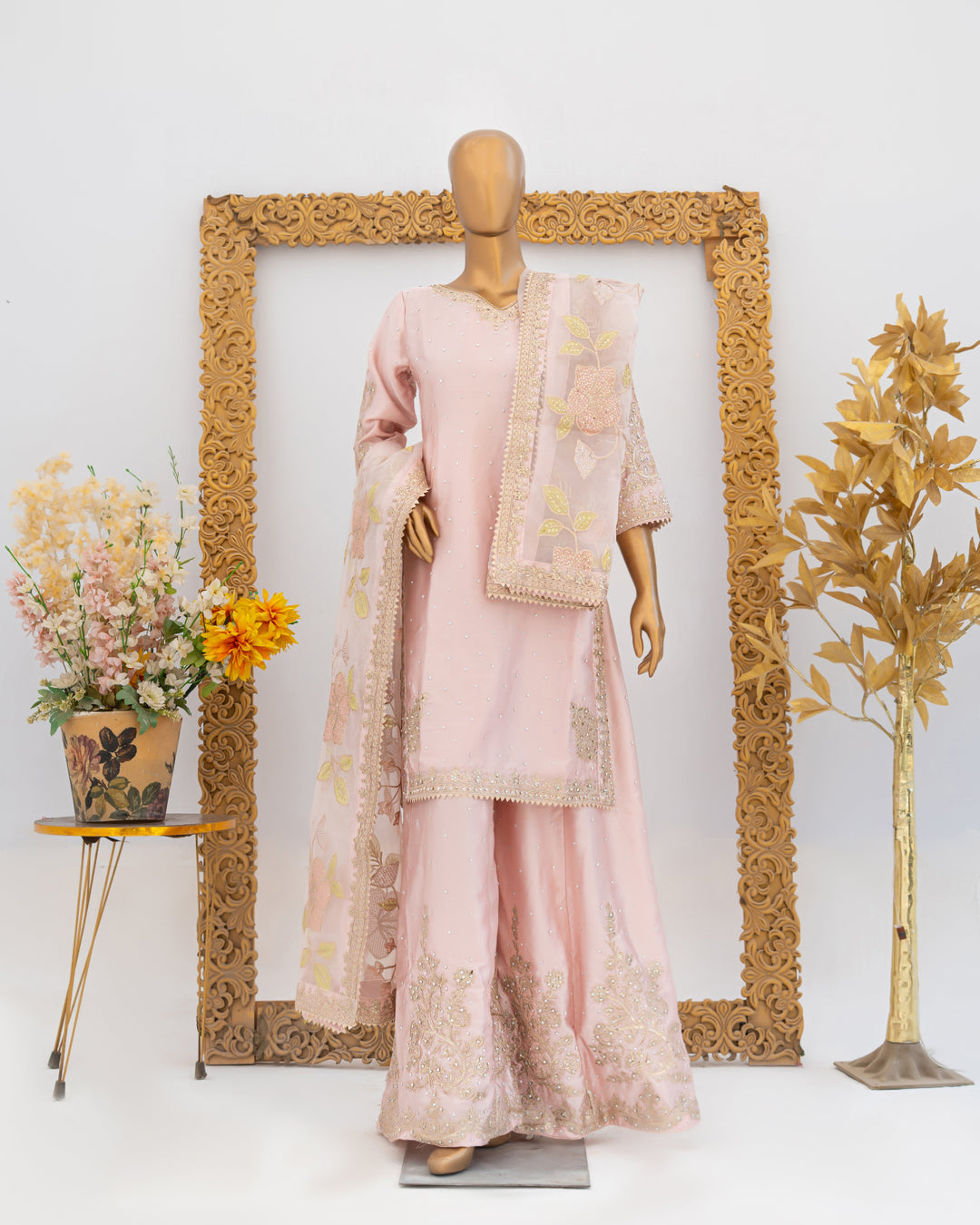 Andaaz by Saira Sultana Women RTW Embroidered Silk 3 Piece Suit Haya Peach - Festive Collection
