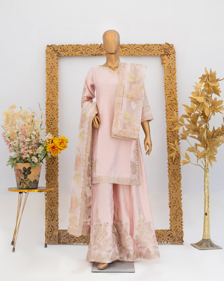 Andaaz by Saira Sultana Women RTW Embroidered Silk 3 Piece Suit Haya Peach - Festive Collection