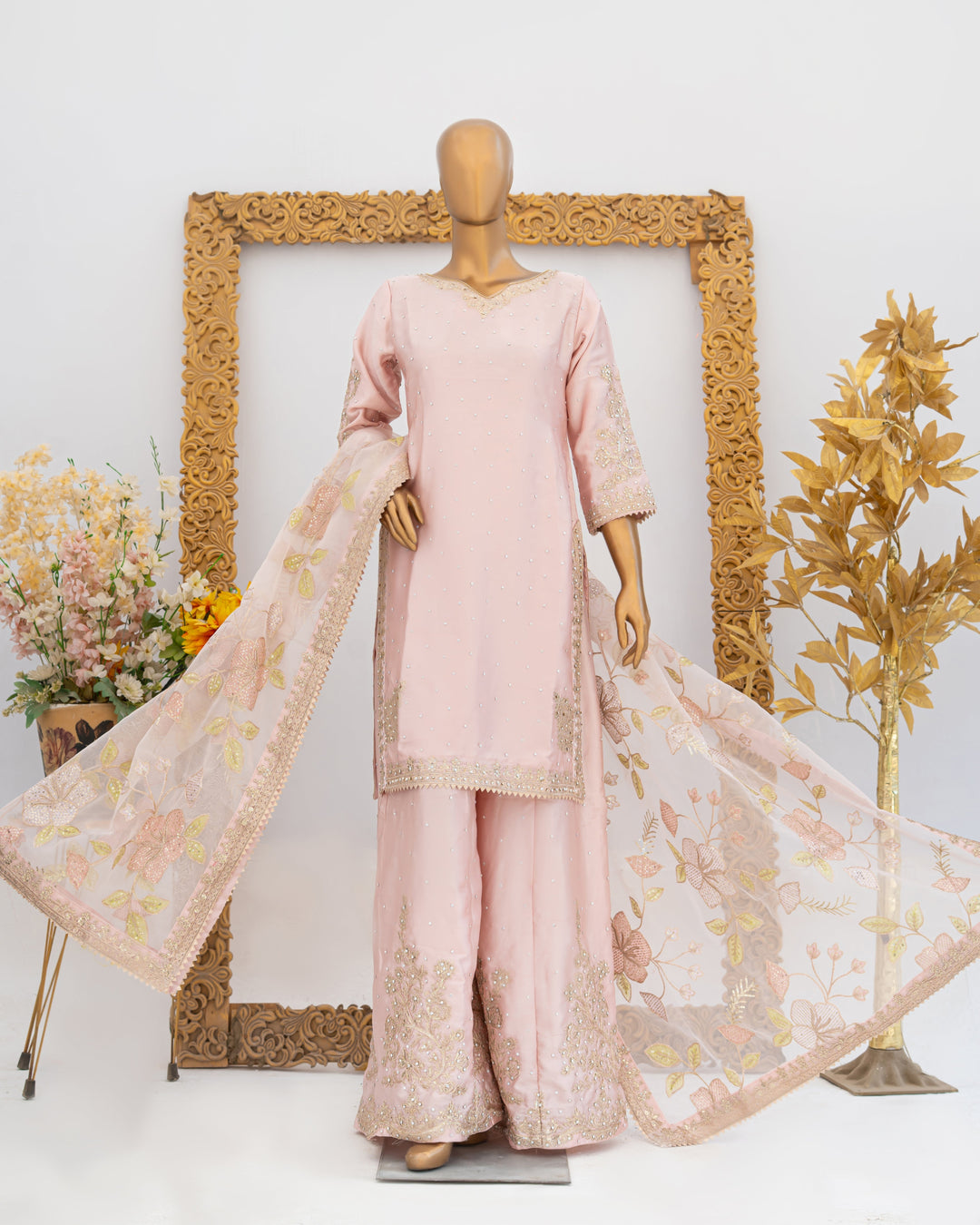 Andaaz by Saira Sultana Women RTW Embroidered Silk 3 Piece Suit Haya Peach - Festive Collection