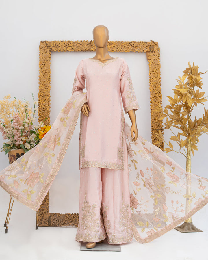 Andaaz by Saira Sultana Women RTW Embroidered Silk 3 Piece Suit Haya Peach - Festive Collection