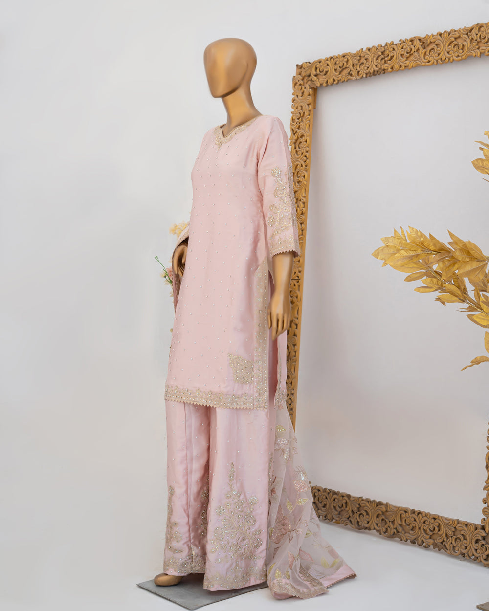 Andaaz by Saira Sultana Women RTW Embroidered Silk 3 Piece Suit Haya Peach - Festive Collection