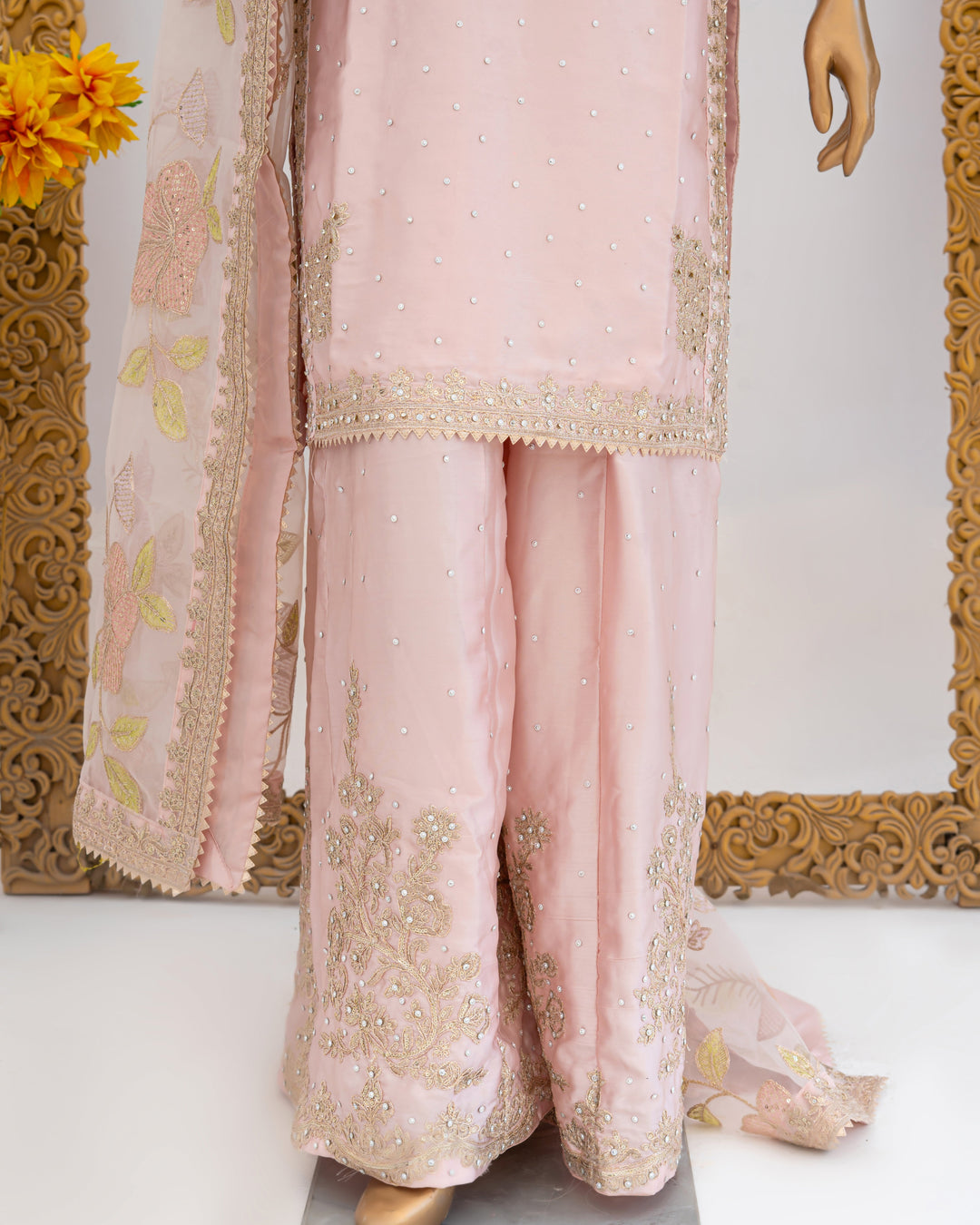 Andaaz by Saira Sultana Women RTW Embroidered Silk 3 Piece Suit Haya Peach - Festive Collection