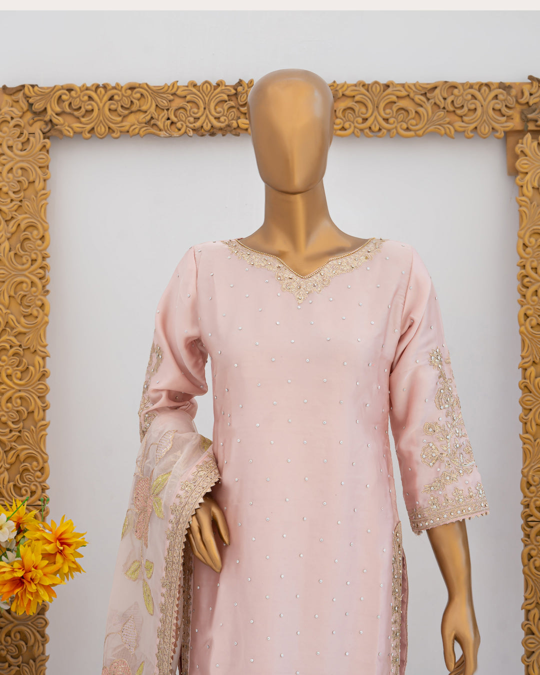 Andaaz by Saira Sultana Women RTW Embroidered Silk 3 Piece Suit Haya Peach - Festive Collection