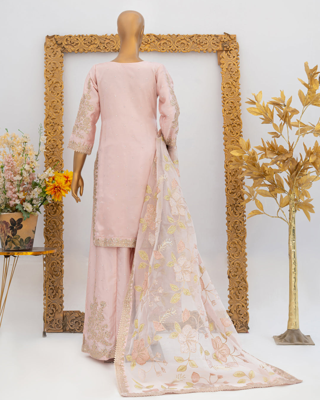 Andaaz by Saira Sultana Women RTW Embroidered Silk 3 Piece Suit Haya Peach - Festive Collection