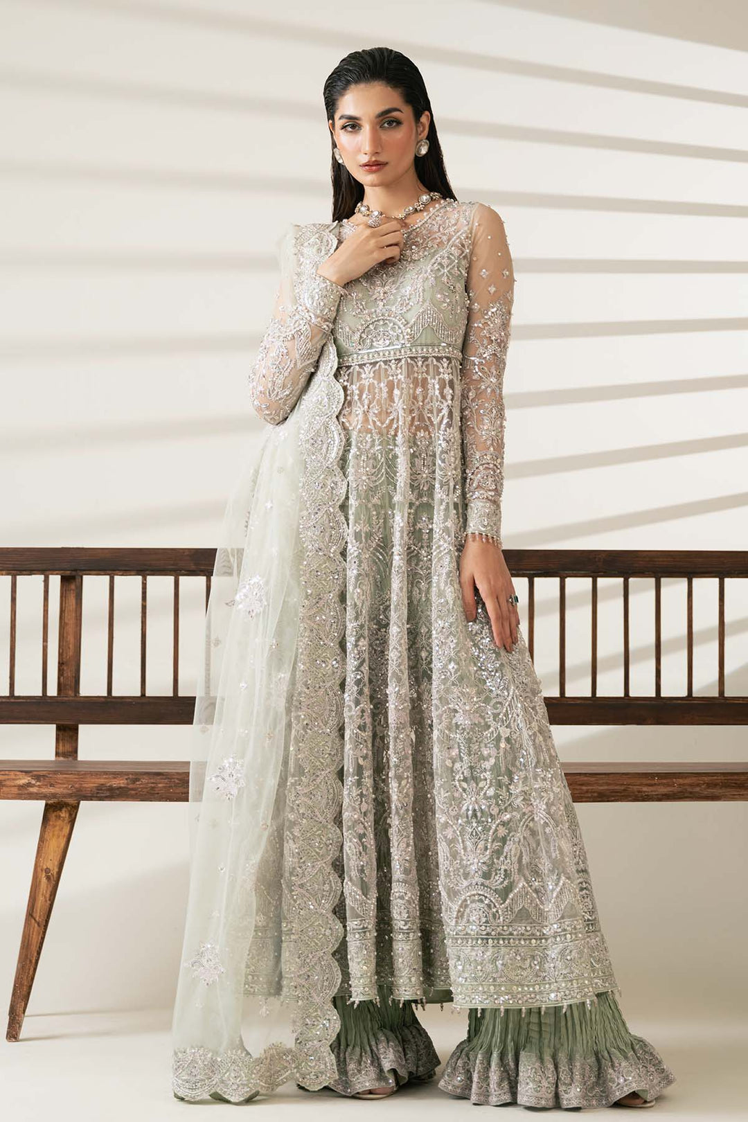 Etoile Filante by Enzo RTW Hand work Bareeze Net 3 Piece Suit AMARI Wedding Collection