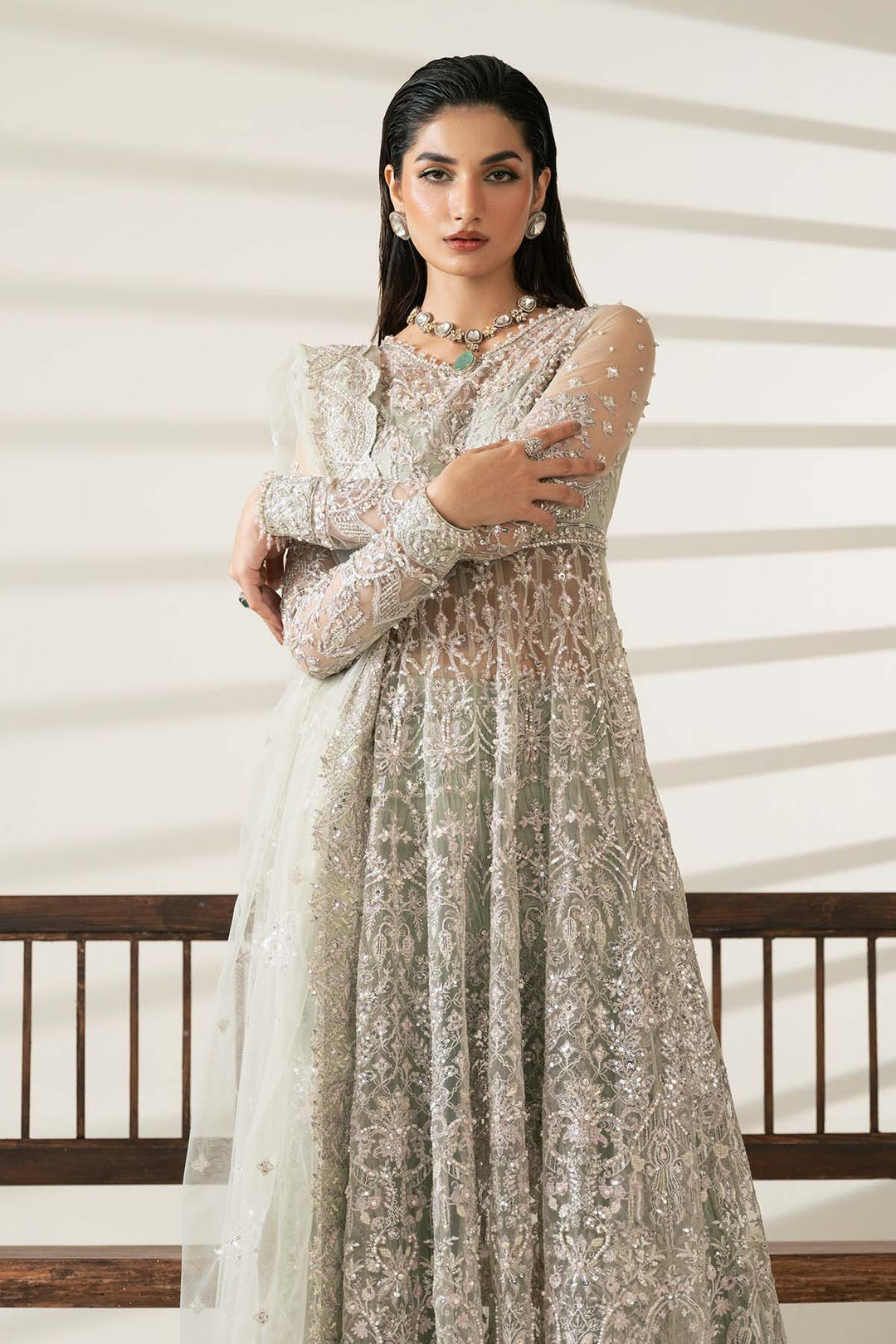 Etoile Filante by Enzo RTW Hand work Bareeze Net 3 Piece Suit AMARI Wedding Collection