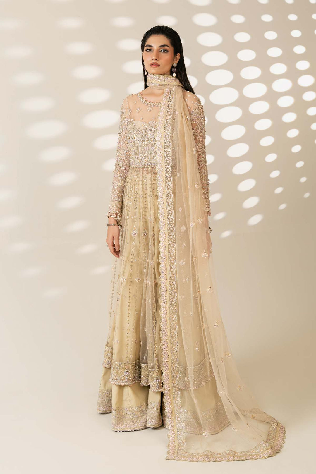 Etoile Filante by Enzo RTW Hand work Bareeze Net 3 Piece Suit REVEUSE Wedding Collection