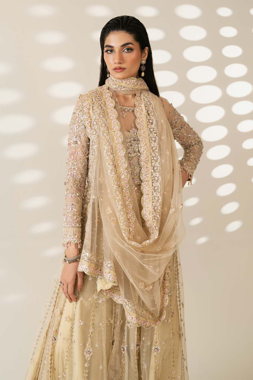 Etoile Filante by Enzo RTW Hand work Bareeze Net 3 Piece Suit REVEUSE Wedding Collection