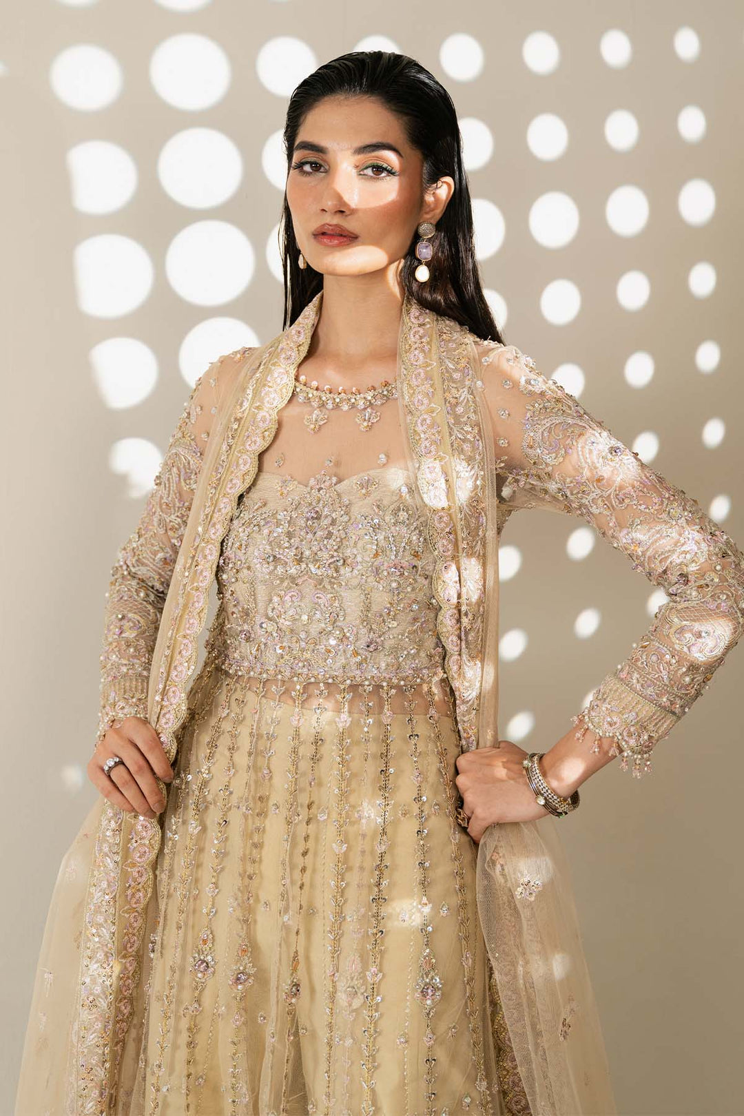 Etoile Filante by Enzo RTW Hand work Bareeze Net 3 Piece Suit REVEUSE Wedding Collection