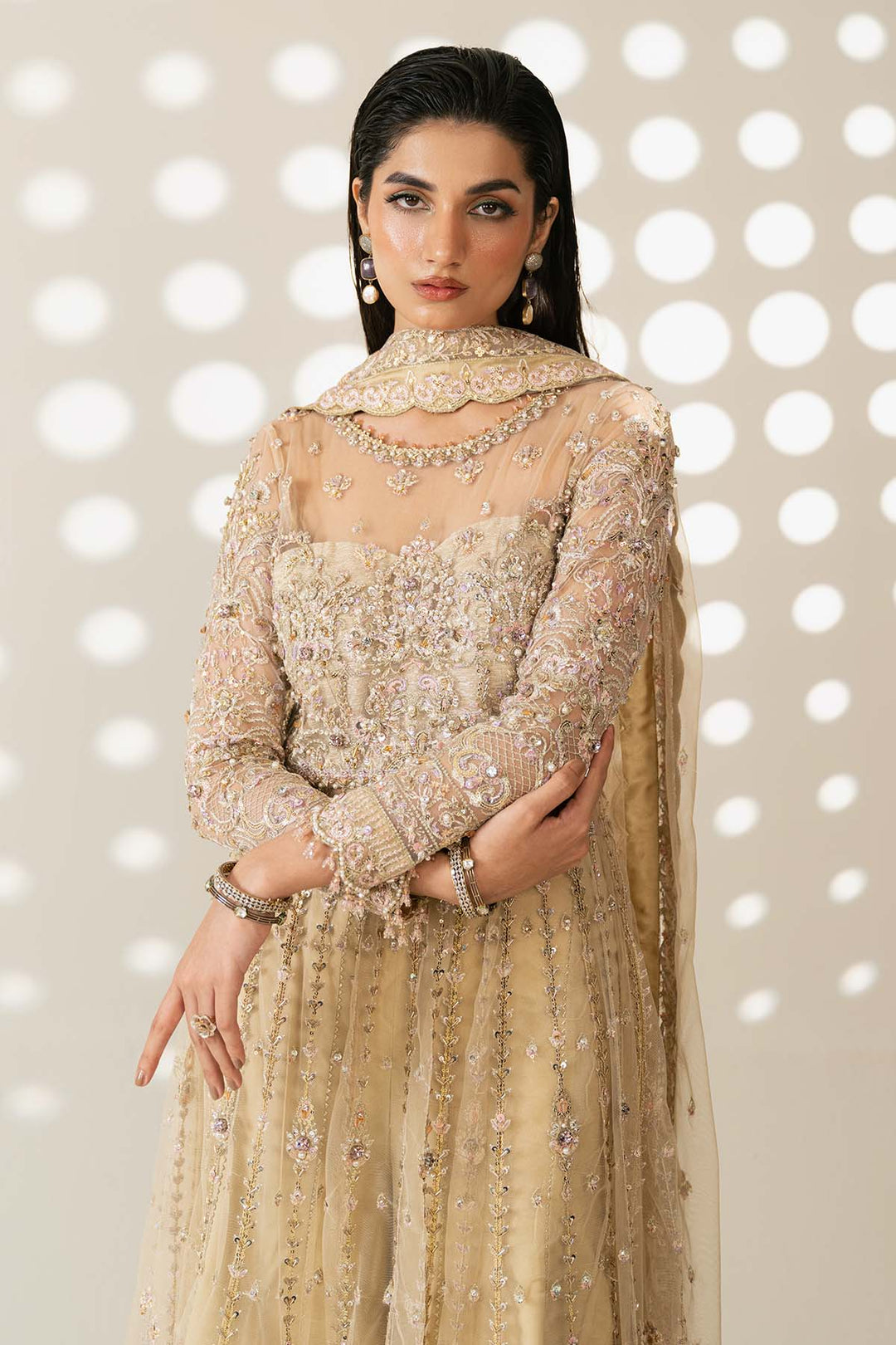 Etoile Filante by Enzo RTW Hand work Bareeze Net 3 Piece Suit REVEUSE Wedding Collection