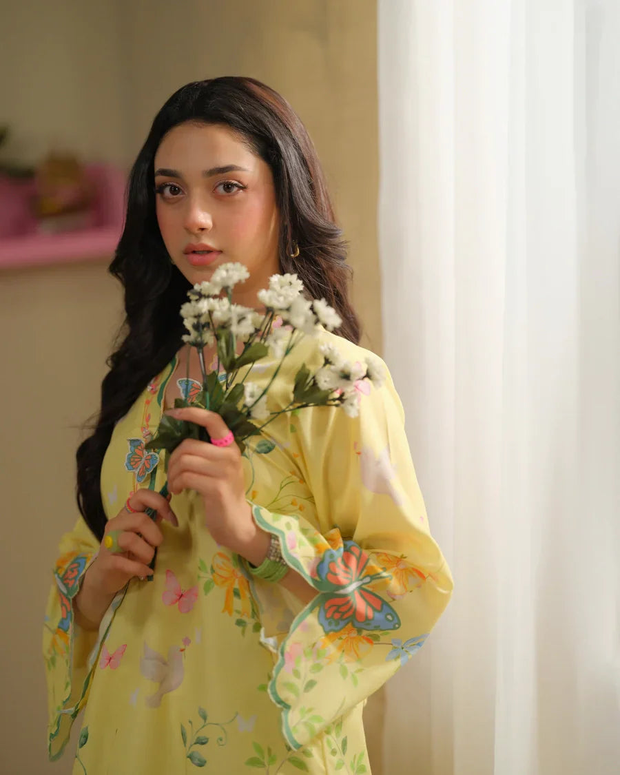 The Switch Edit by Dhaga RTW Printed Cambric 2 Piece Suit Creme Brulee Casual Collection