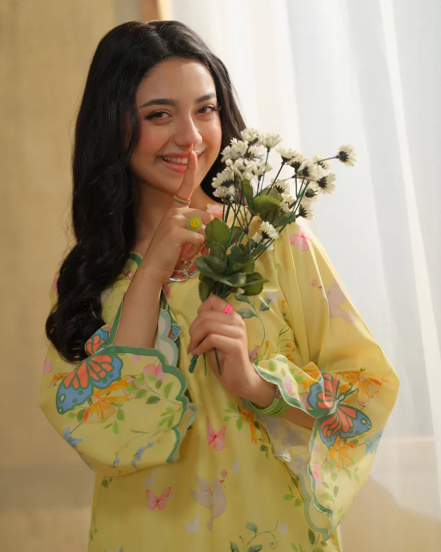 The Switch Edit by Dhaga RTW Printed Cambric 2 Piece Suit Creme Brulee Casual Collection