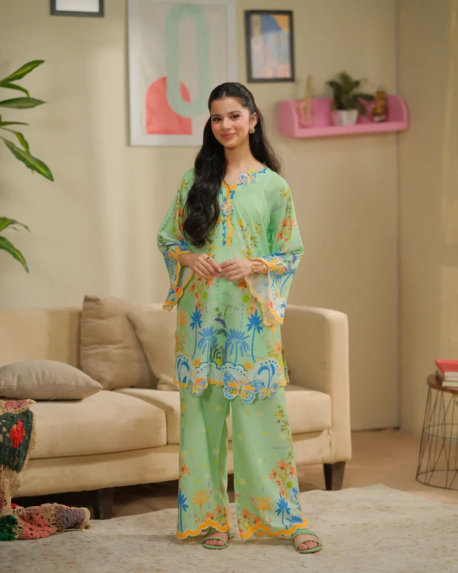 The Switch Edit by Dhaga RTW Printed Cambric 2 Piece Suit Matcha Casual Collection