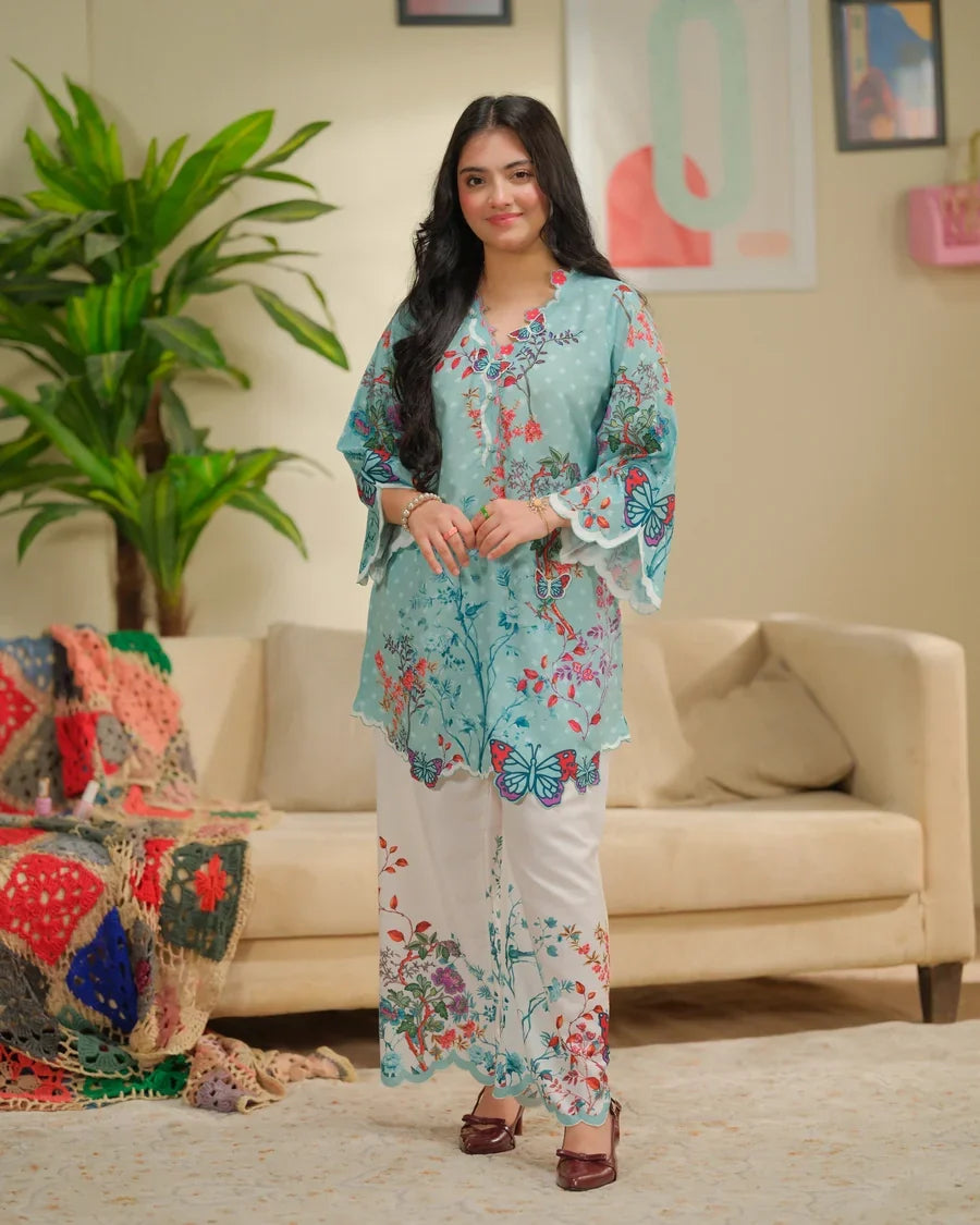 The Switch Edit by Dhaga RTW Printed Cambric 2 Piece Suit Fire Casual Collection