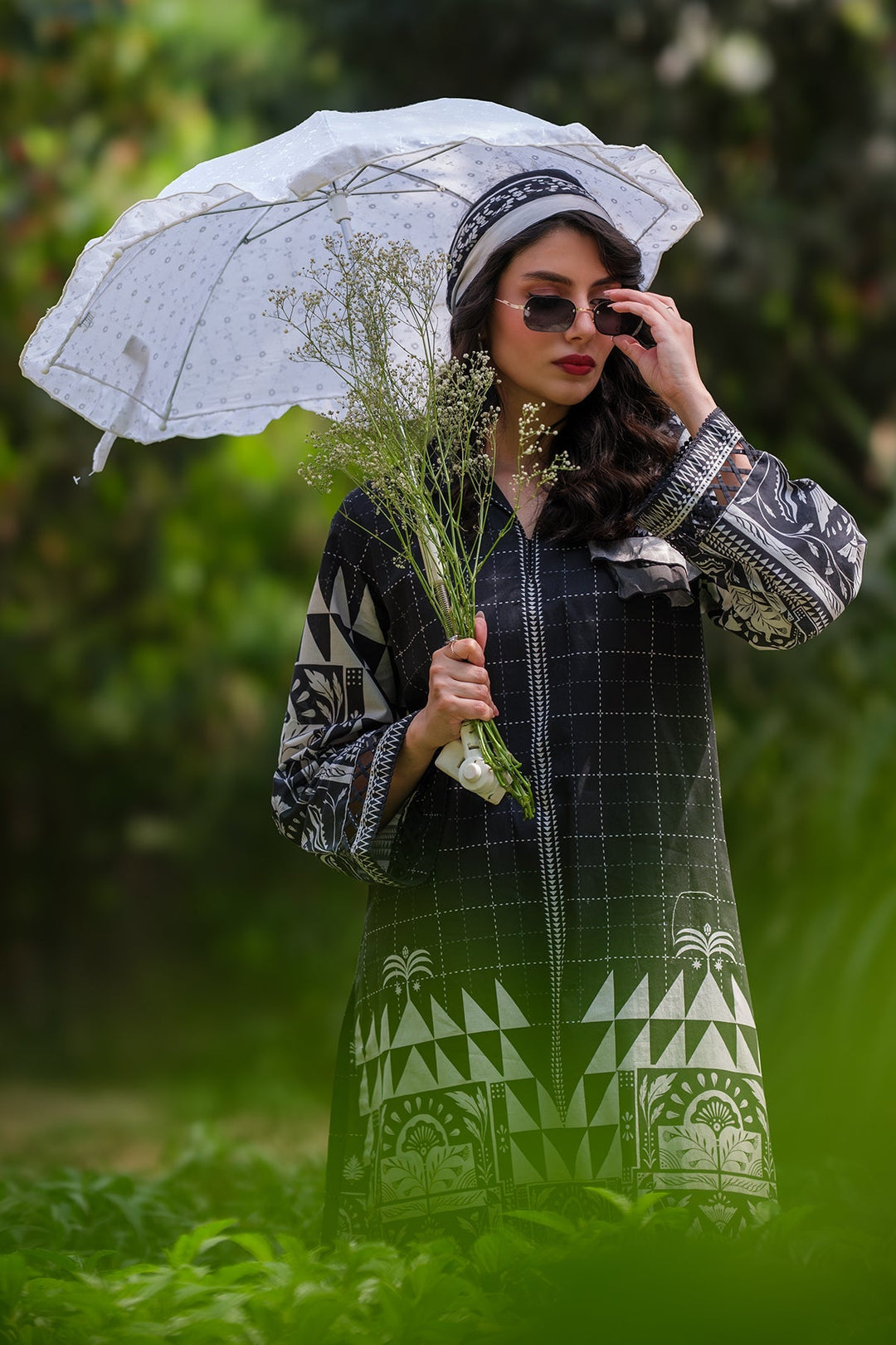 Print Muse by Sahar Women RTW Printed Cambric 2 Piece Suit Monochrome Mosaic - Casual Collection