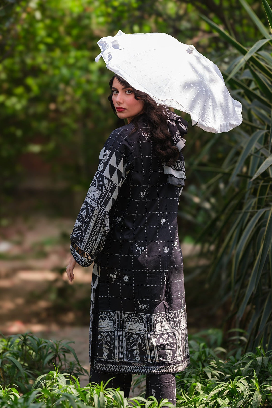 Print Muse by Sahar Women RTW Printed Cambric 2 Piece Suit Monochrome Mosaic - Casual Collection