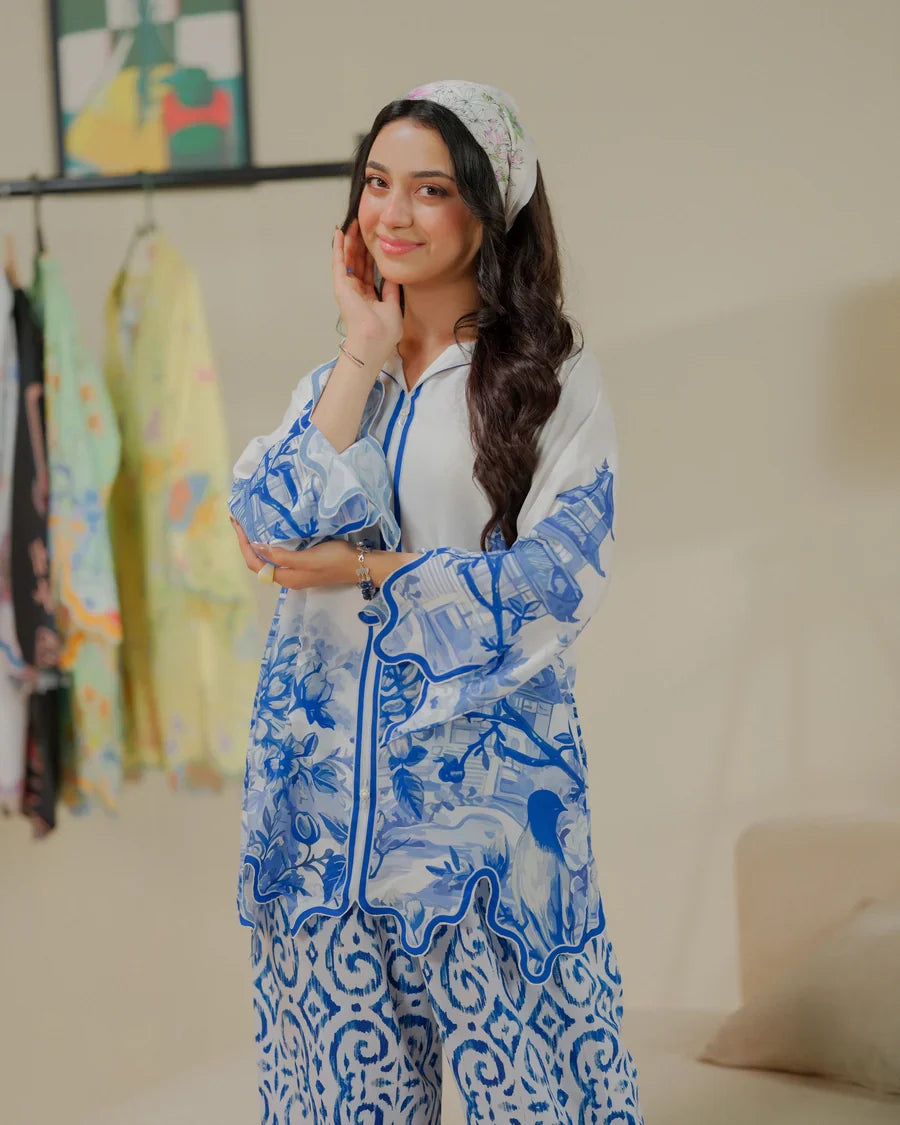 The Switch Edit by Dhaga RTW Printed Cambric 2 Piece Suit Coffee Cutie Casual Collection