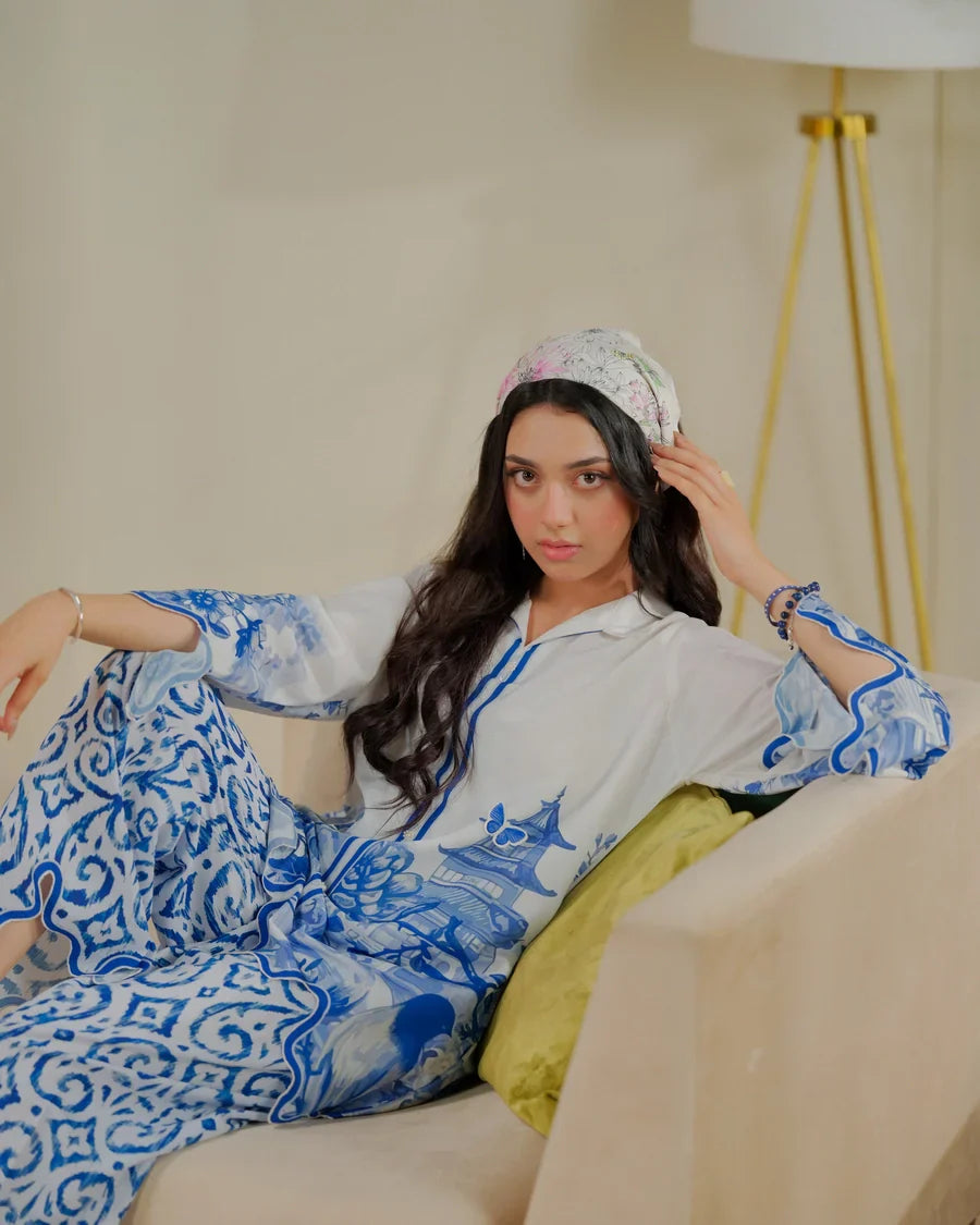 The Switch Edit by Dhaga RTW Printed Cambric 2 Piece Suit Coffee Cutie Casual Collection