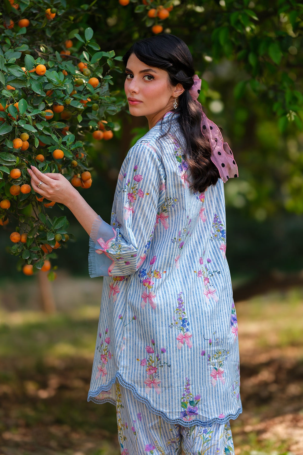 Print Muse by Sahar Women RTW Printed Cambric 2 Piece Suit Blue Petal Drift - Casual Collection