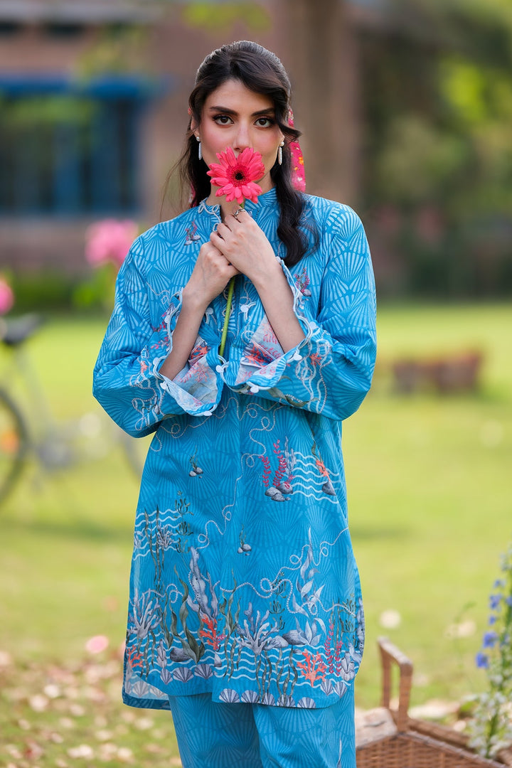 Print Muse by Sahar Women RTW Printed Cambric 2 Piece Suit Azure Spring - Casual Collection