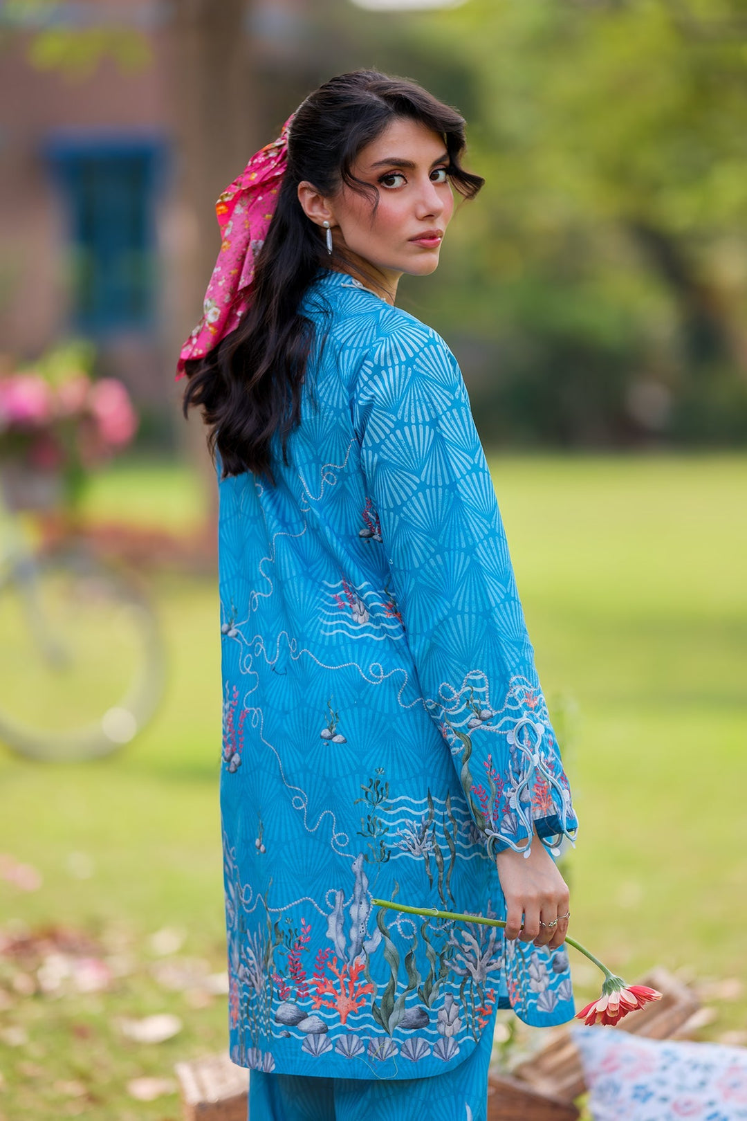 Print Muse by Sahar Women RTW Printed Cambric 2 Piece Suit Azure Spring - Casual Collection
