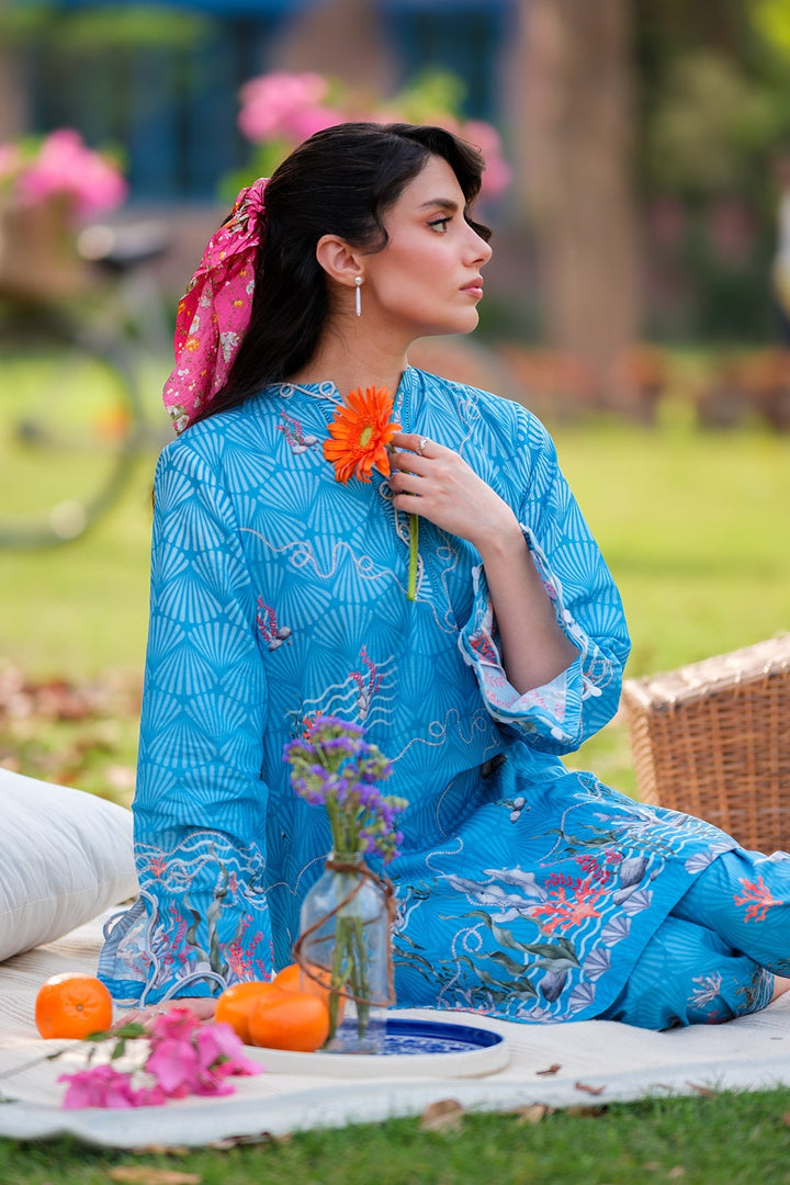 Print Muse by Sahar Women RTW Printed Cambric 2 Piece Suit Azure Spring - Casual Collection