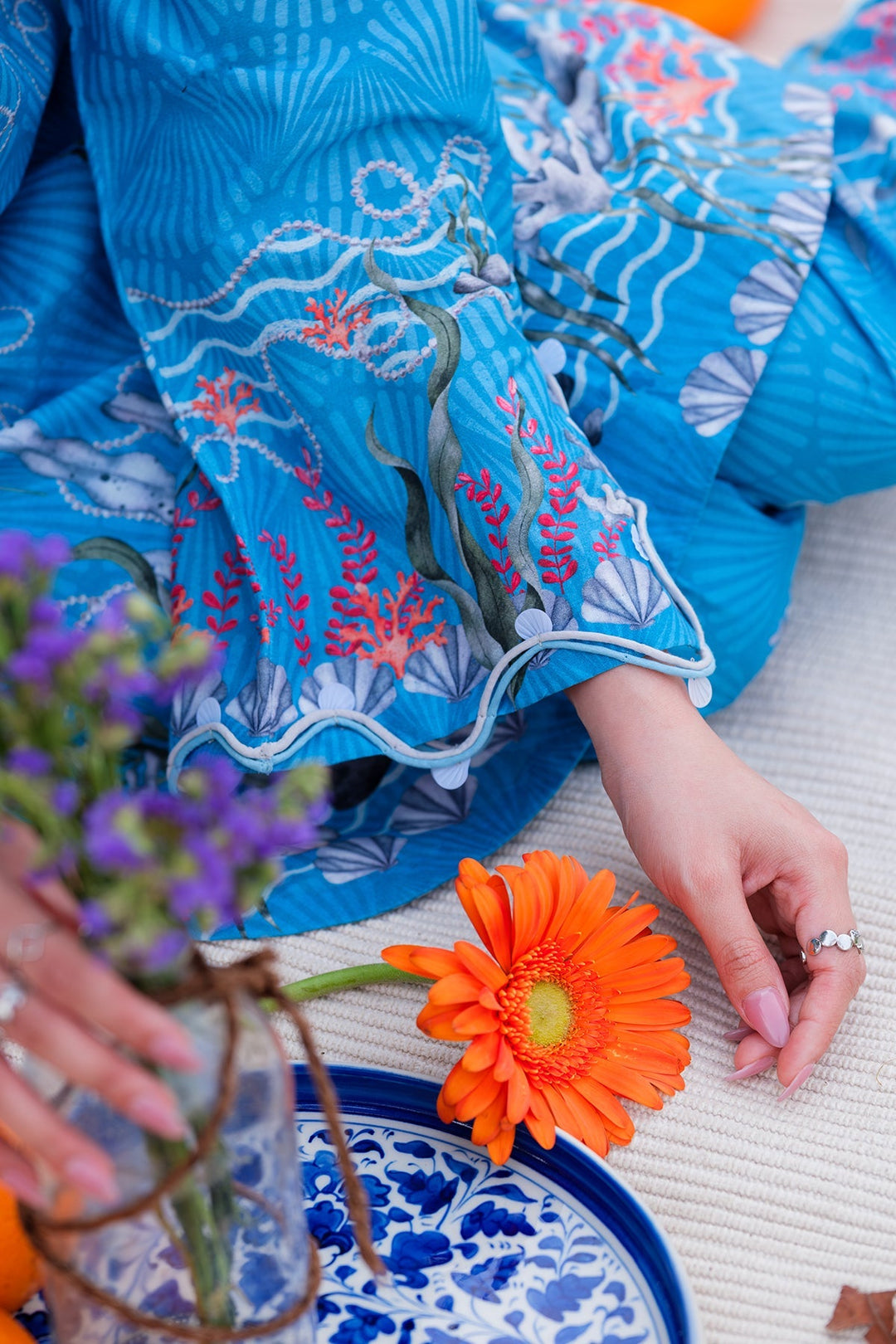 Print Muse by Sahar Women RTW Printed Cambric 2 Piece Suit Azure Spring - Casual Collection