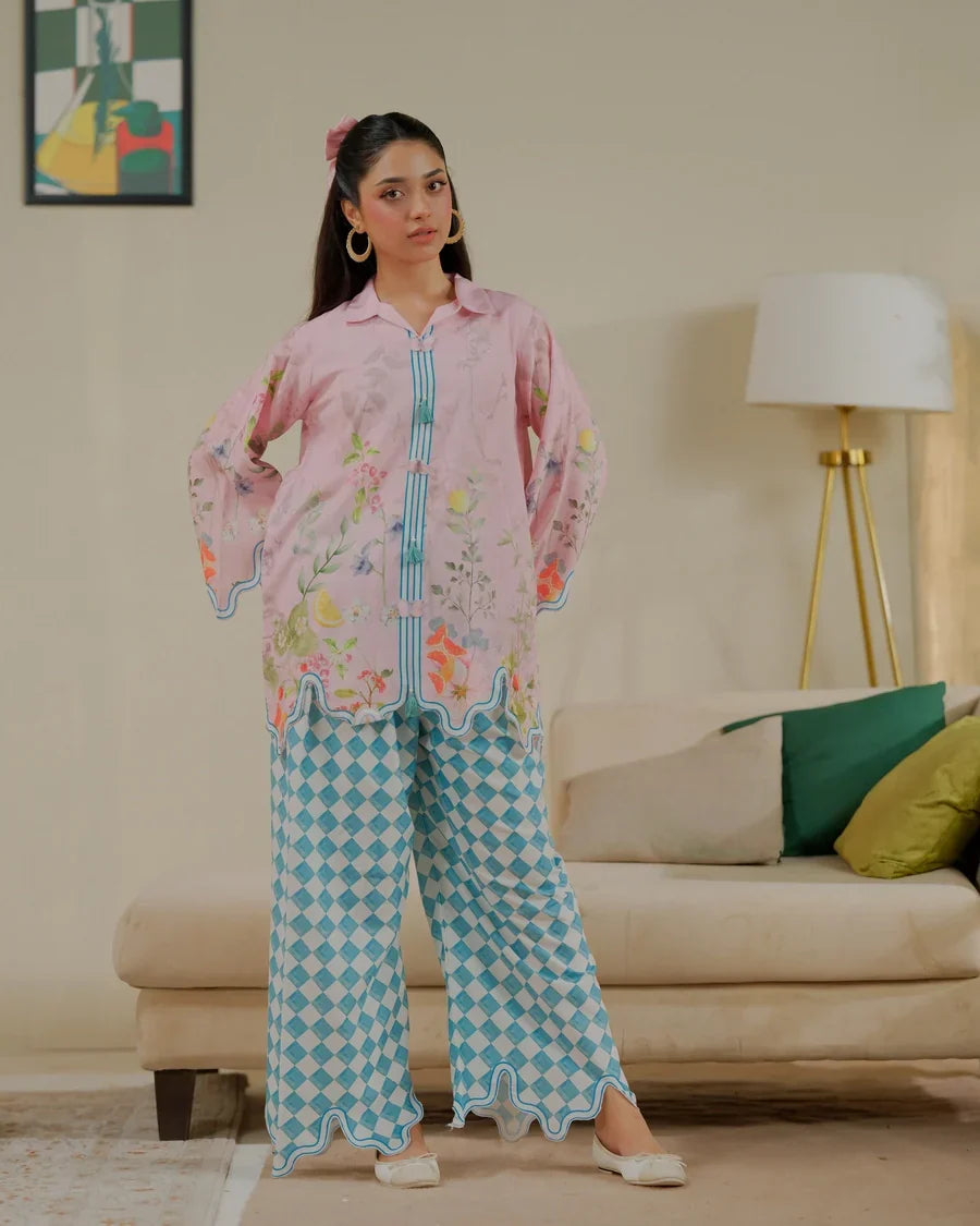 The Switch Edit by Dhaga RTW Printed Cambric 2 Piece Suit Latte Love Casual Collection
