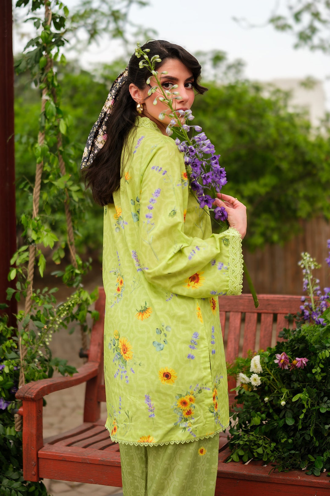 Print Muse by Sahar Women RTW Printed Cambric 2 Piece Suit Lime Blossom - Casual Collection