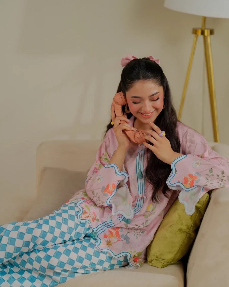 The Switch Edit by Dhaga RTW Printed Cambric 2 Piece Suit Latte Love Casual Collection
