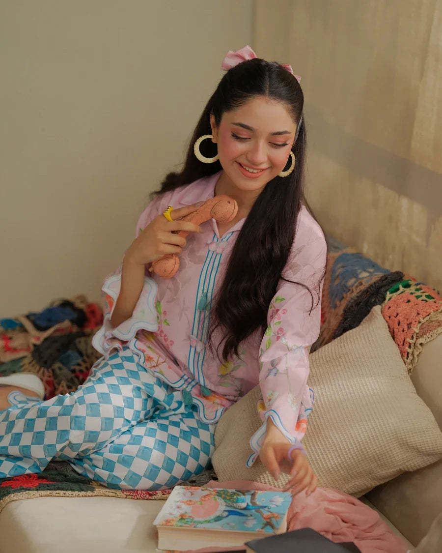 The Switch Edit by Dhaga RTW Printed Cambric 2 Piece Suit Latte Love Casual Collection
