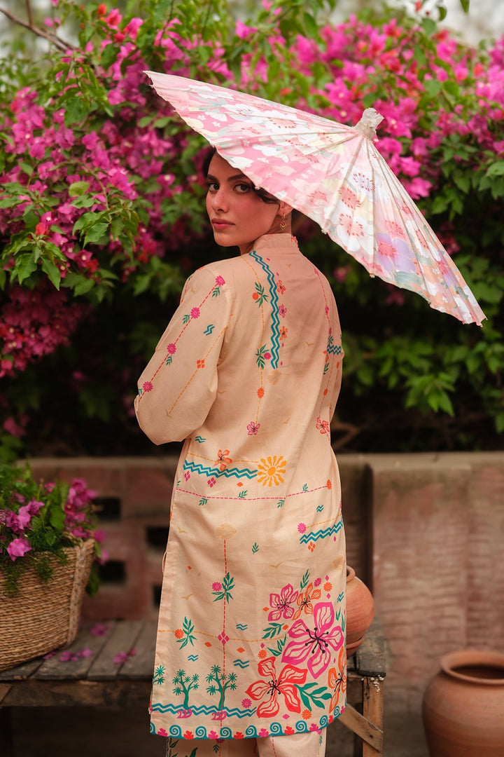 Print Muse by Sahar Women RTW Printed Cambric 2 Piece Suit Peach Garden - Casual Collection