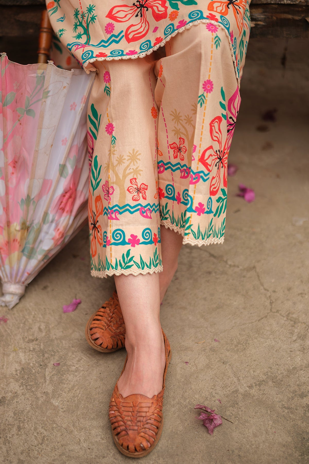 Print Muse by Sahar Women RTW Printed Cambric 2 Piece Suit Peach Garden - Casual Collection