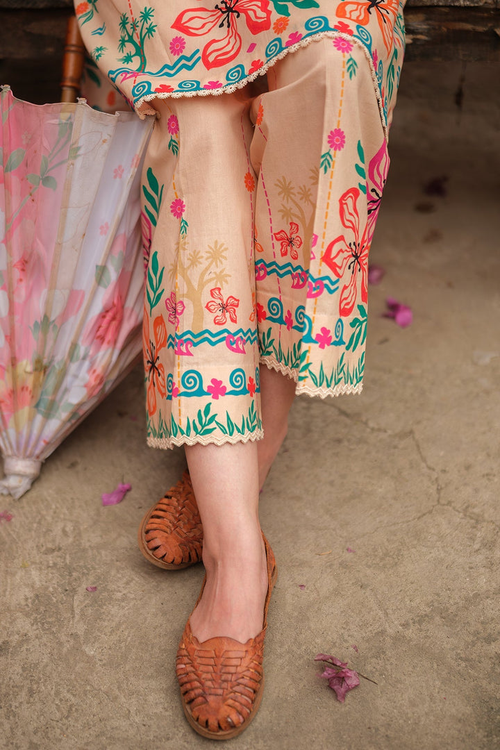 Print Muse by Sahar Women RTW Printed Cambric 2 Piece Suit Peach Garden - Casual Collection
