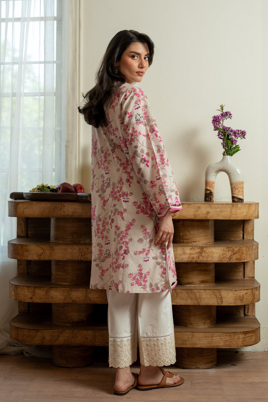 Rhea by Sahar Unstitched Lawn 1 Piece Suit Blush Meadow - Casual Collection