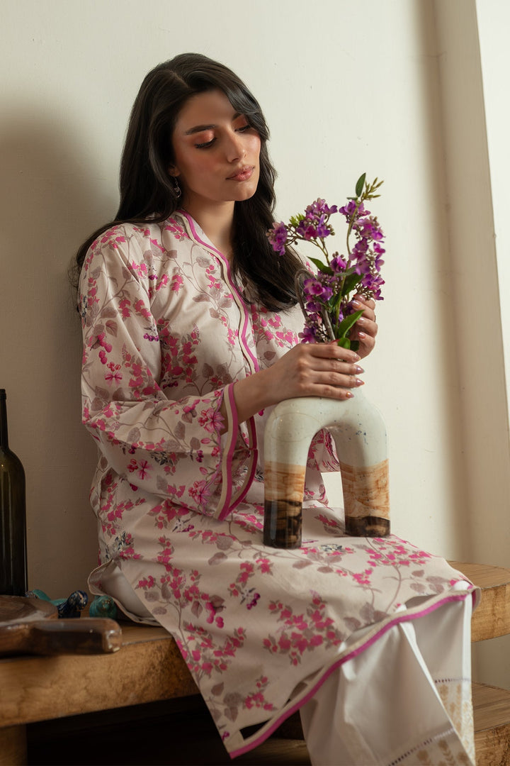 Rhea by Sahar Unstitched Lawn 1 Piece Suit Blush Meadow - Casual Collection