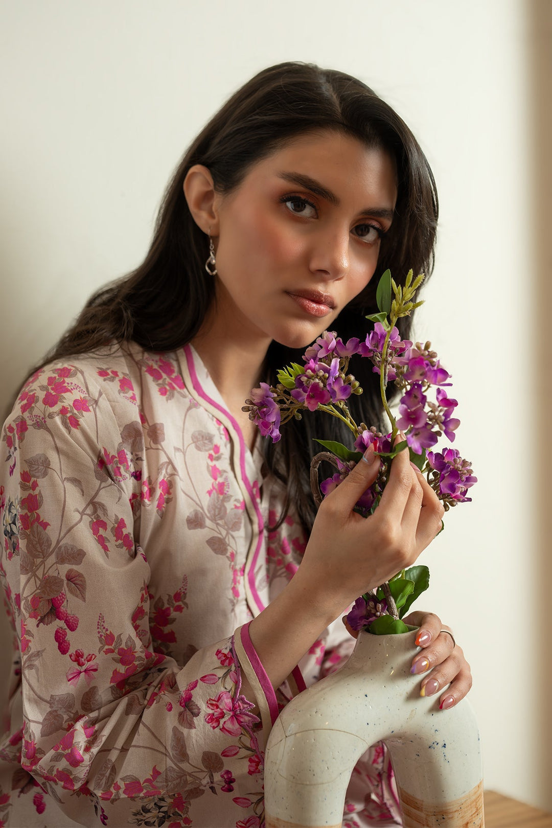 Rhea by Sahar Unstitched Lawn 1 Piece Suit Blush Meadow - Casual Collection