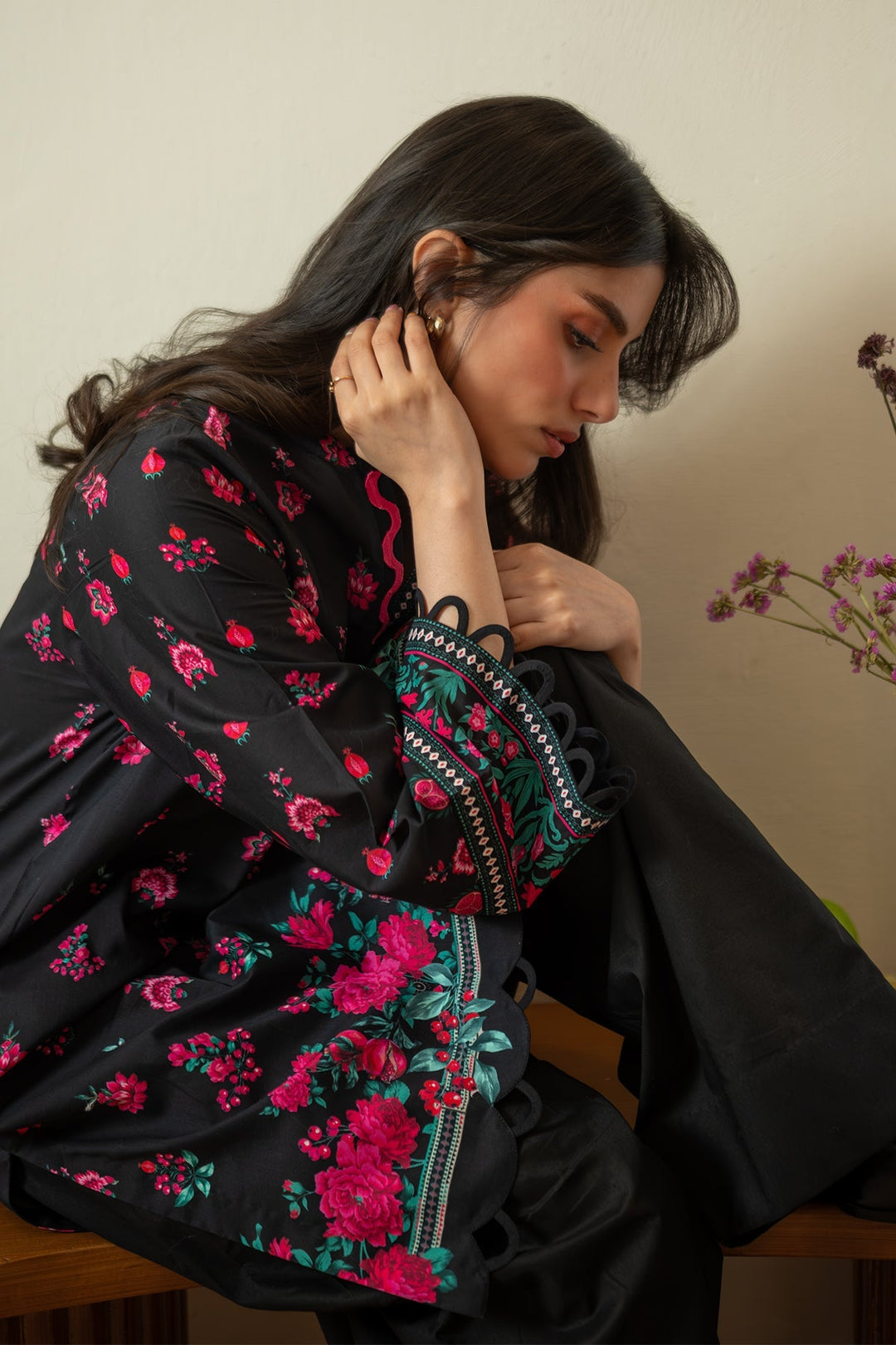 Rhea by Sahar Unstitched Lawn 1 Piece Suit Berry Noir - Casual Collection