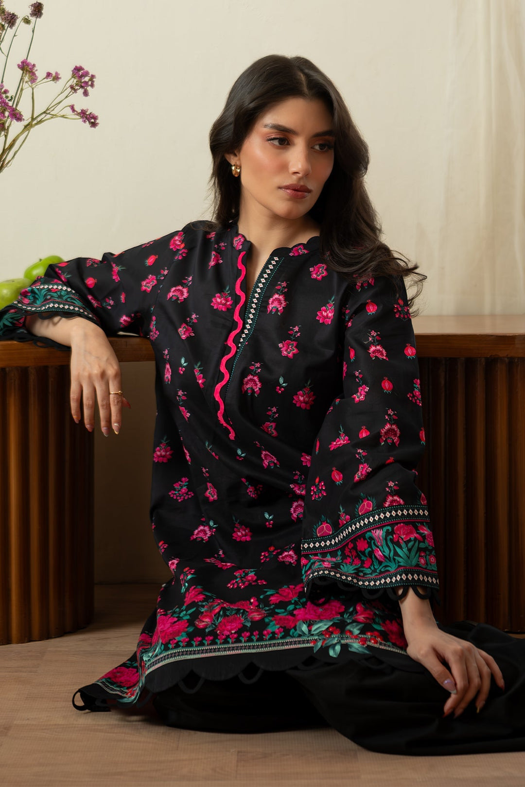 Rhea by Sahar Unstitched Lawn 1 Piece Suit Berry Noir - Casual Collection