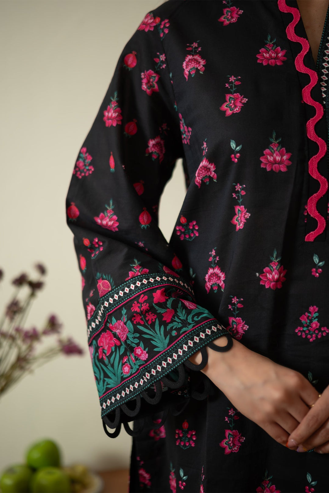 Rhea by Sahar Unstitched Lawn 1 Piece Suit Berry Noir - Casual Collection