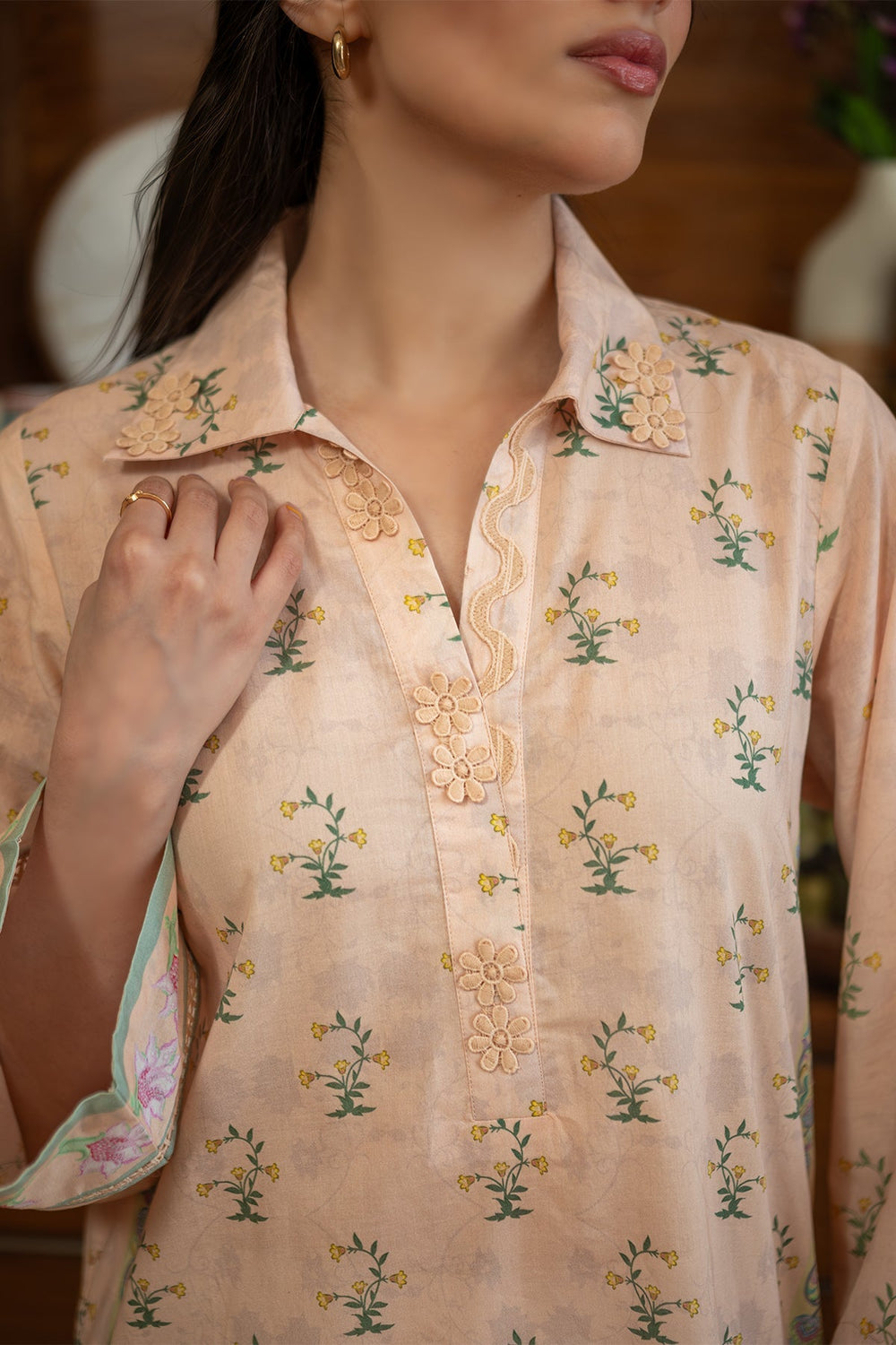 Rhea by Sahar Unstitched Lawn 1 Piece Suit Sand Bloom - Casual Collection