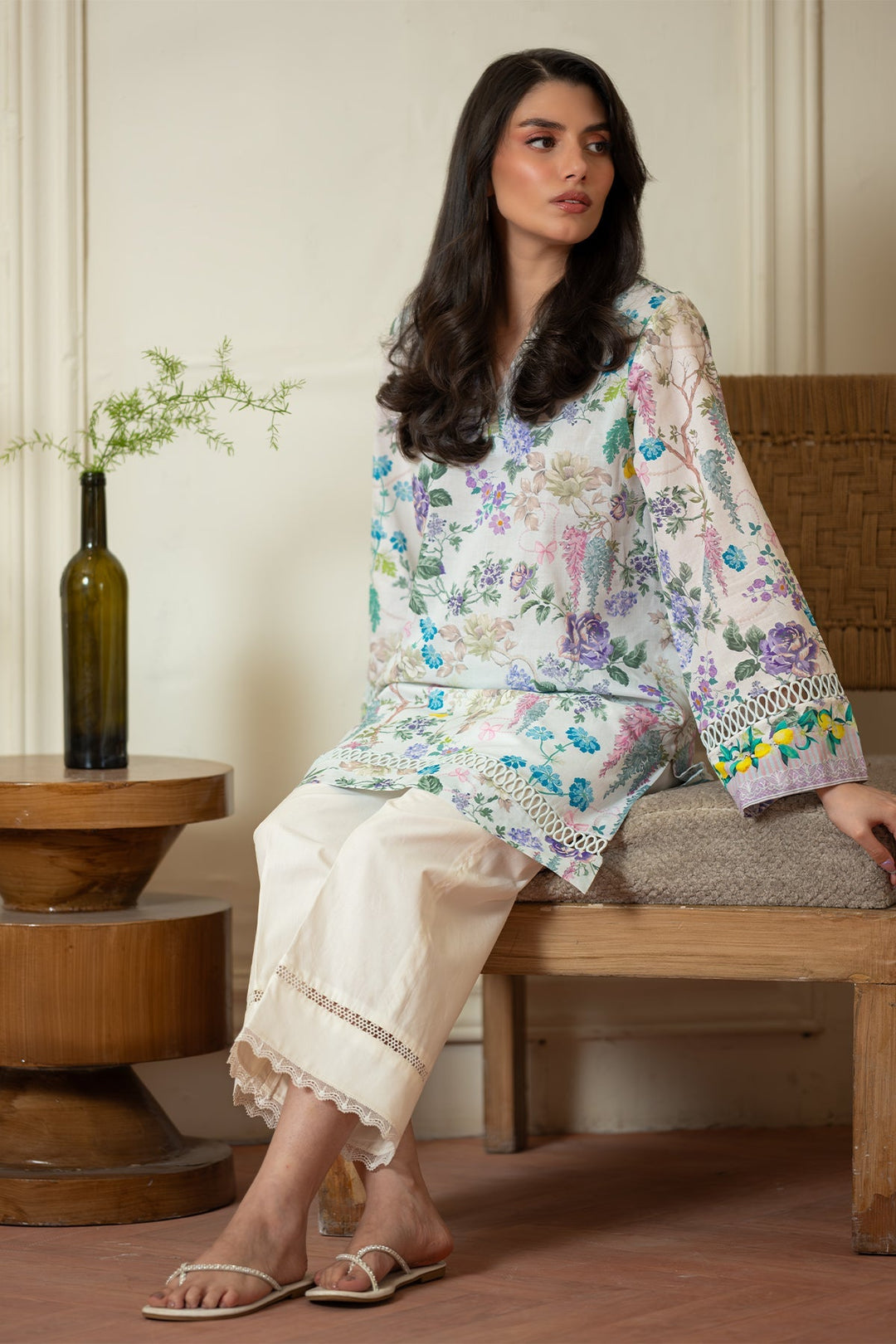 Rhea by Sahar Unstitched Lawn 1 Piece Suit Petal Mist - Casual Collection