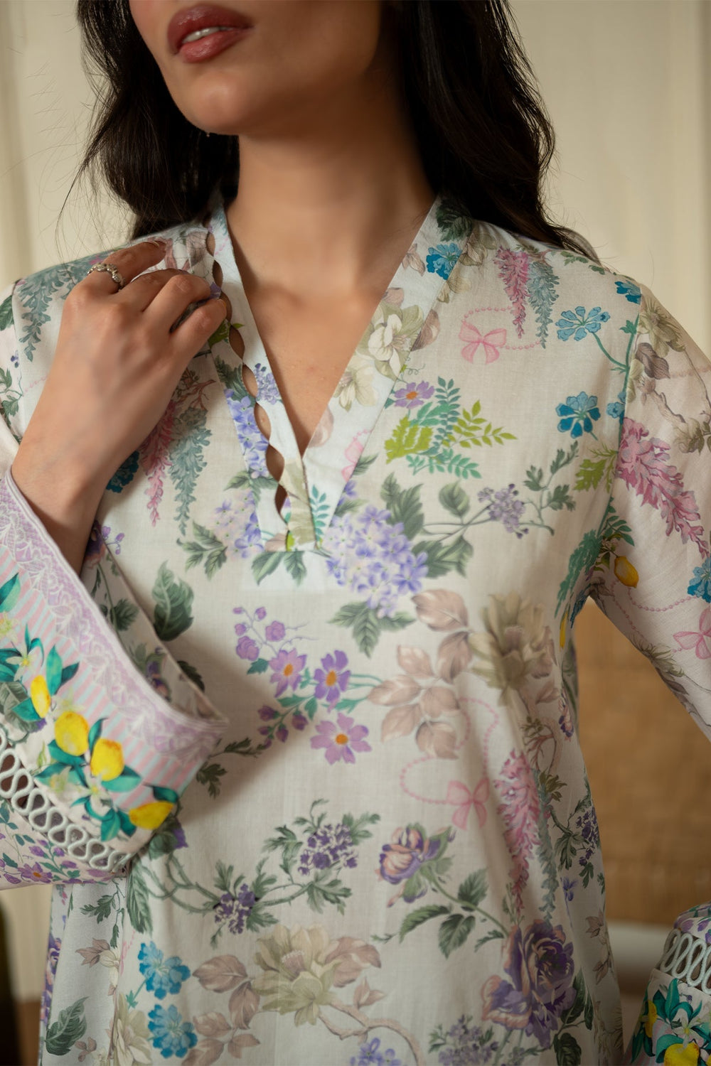 Rhea by Sahar Unstitched Lawn 1 Piece Suit Petal Mist - Casual Collection