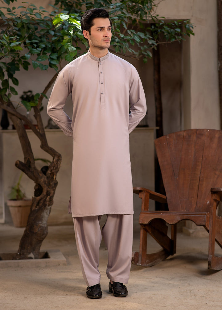 Rumi by Buraq Mens RTW Embroidered Boski 2 Piece Suit Pinkish Brown Casual Collection