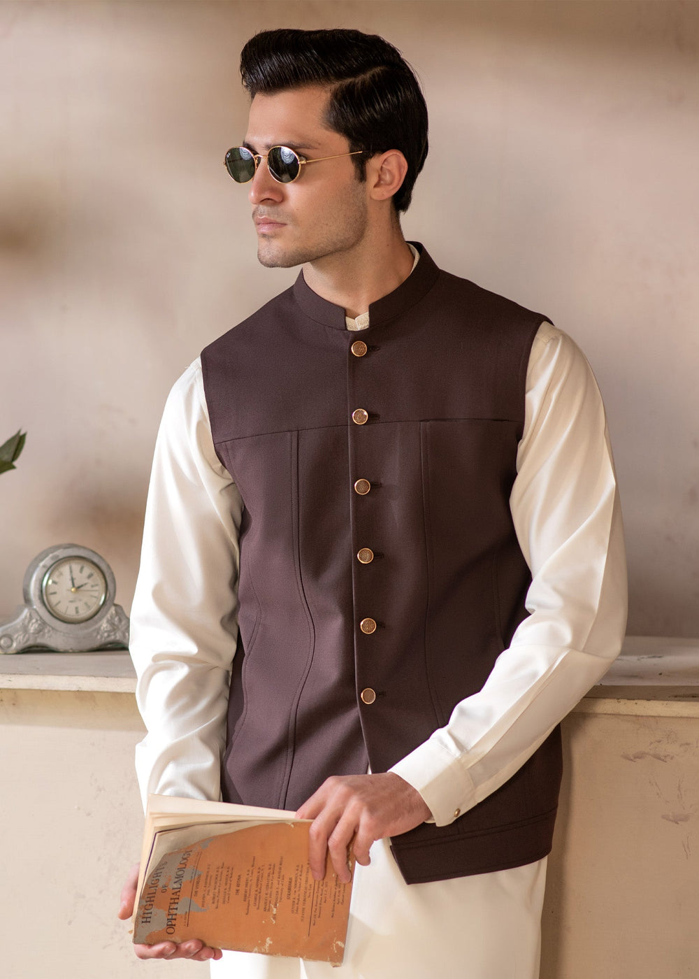 Raahi by Buraq Mens RTW Solids Suiting 1 Piece Suit Classic Waistcoat Casual Collection