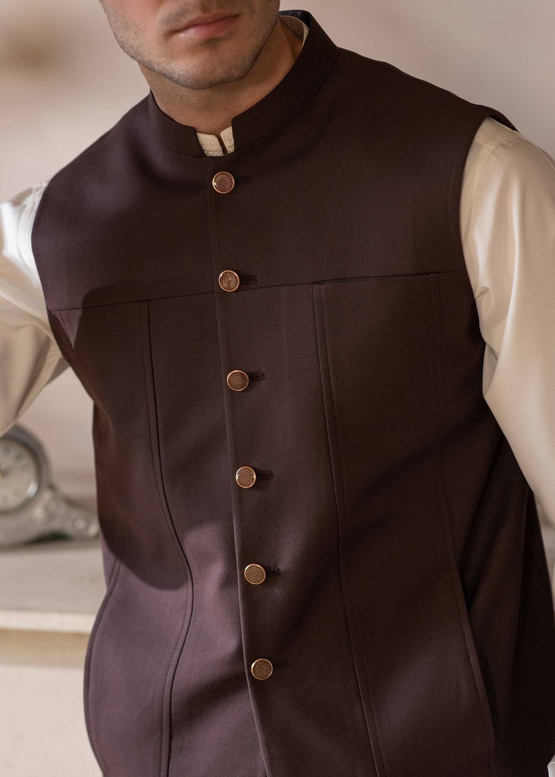 Raahi by Buraq Mens RTW Solids Suiting 1 Piece Suit Classic Waistcoat Casual Collection