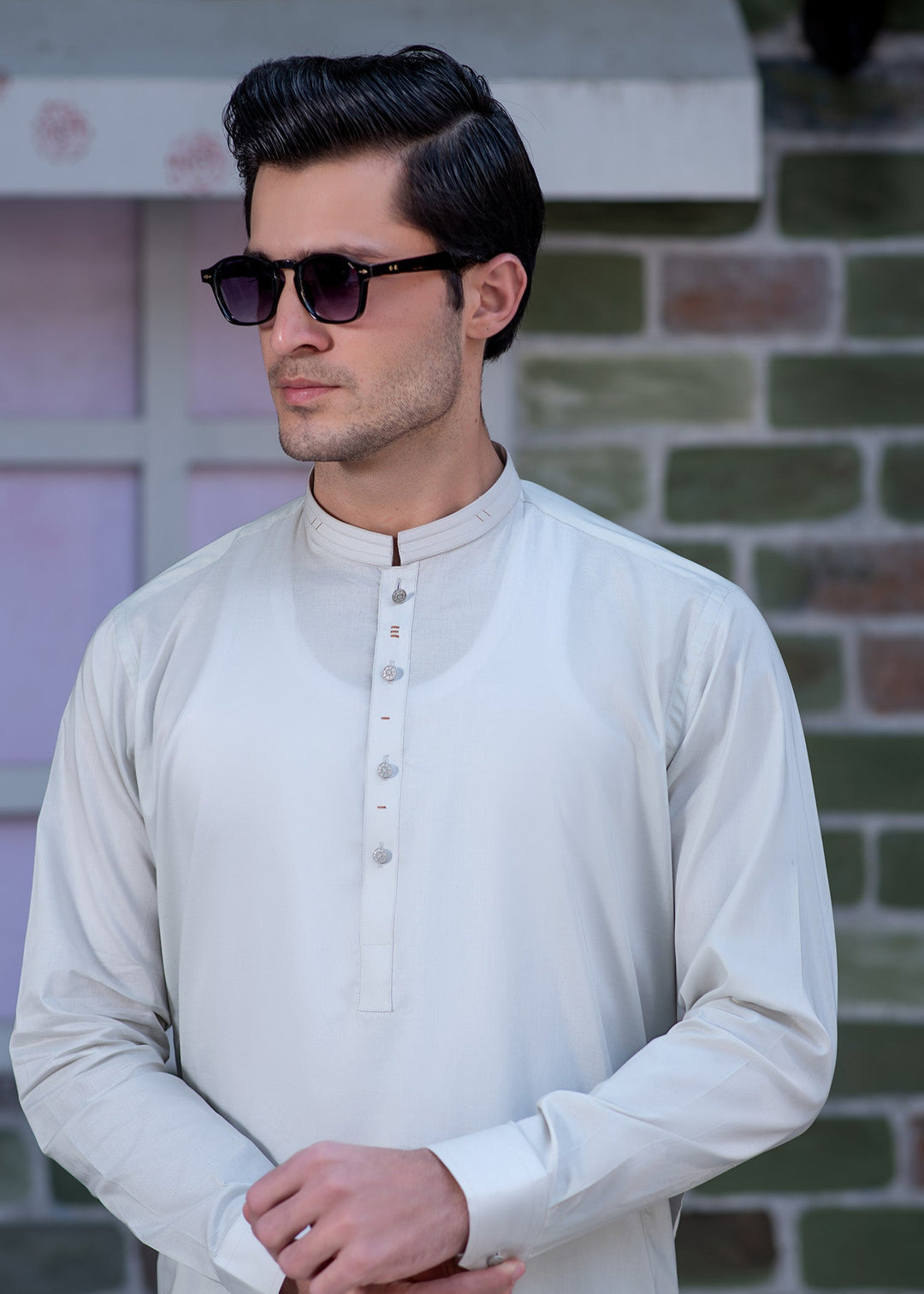 Aks e Shaam by Buraq Mens RTW Solids Cotton 2 Piece Suit Ash Grey Casual Collection