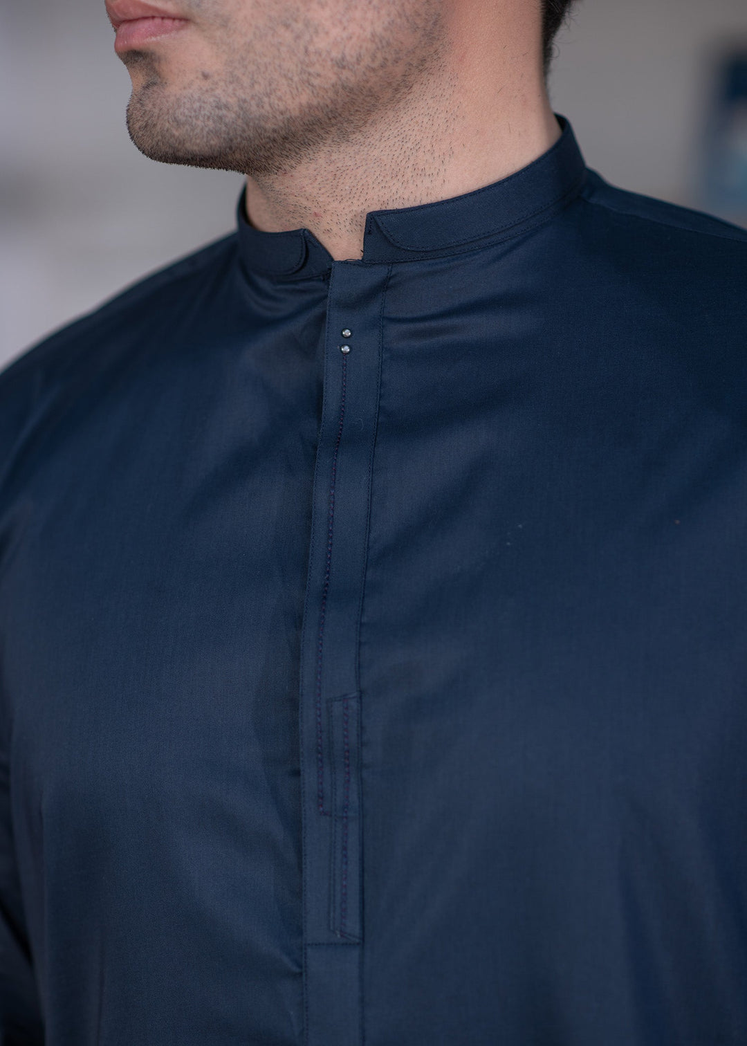 Aks e Shaam by Buraq Mens RTW Solids Cotton 2 Piece Suit Elegant Navy Blue Casual Collection