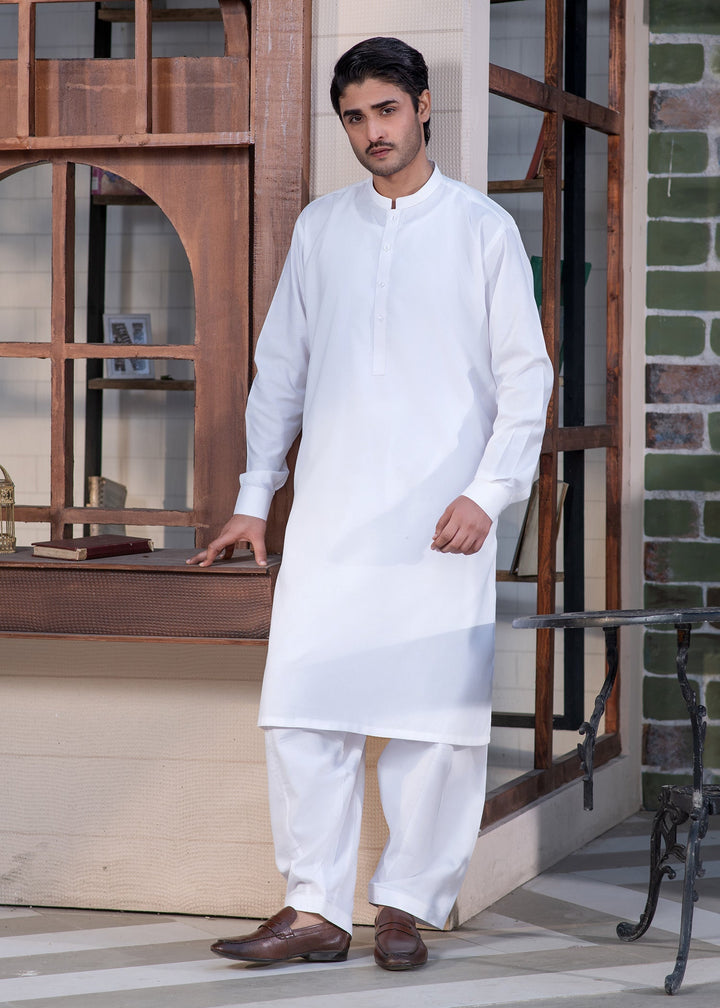 Shahkaar by Buraq Mens RTW Solids Wash N Wear 2 Piece Suit Off White Ban Casual Collection
